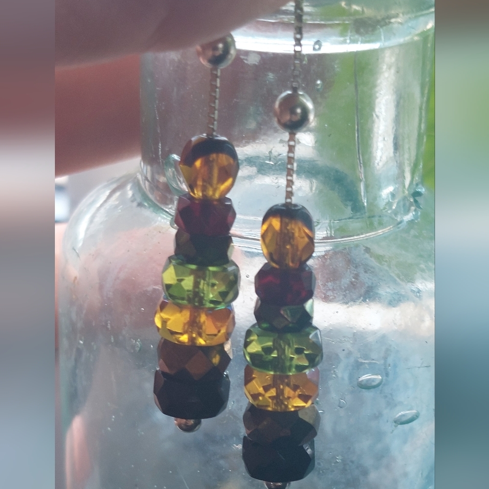 Gemstone Threader Sterling Silver Earrings - image 4